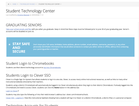 Screenshot of the Student Center page on the EASD Tech Wiki.