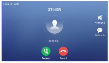 Tap the Answer softkey to answer by speaker phone.