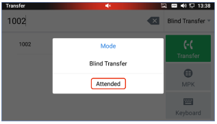 Grandstream attended transfer screen