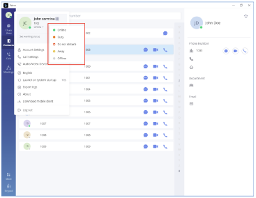 Screen image of Account status.