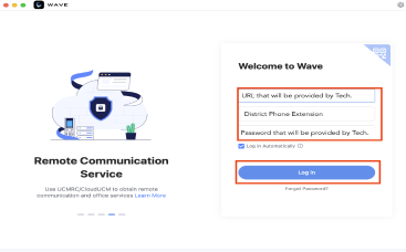 Screenshot of the Wave app login screen.