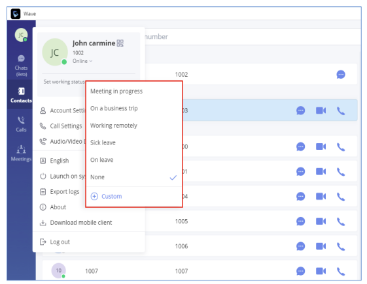 Screen image of work status.