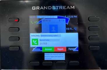 Grandstream phone screen showing a call coming in while already on a call.
