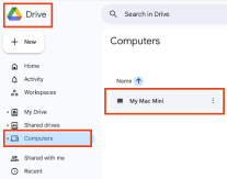 Screenshot of backed up files found in Google Drive