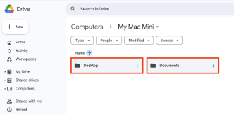 Screenshot of backed up file location in Google Drive