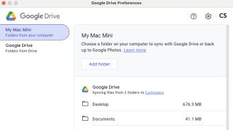 Screenshot of Google Drive Backups