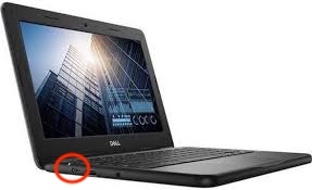 Open Chromebook showing keyboard, trackpad, display screen, and left USB-C charging port.