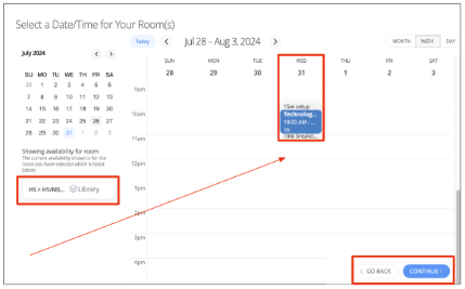 Select a date and time