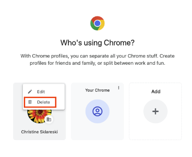 Chrome delete profile screenshot