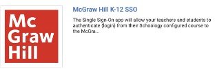 Screenshot McGraw Hill K-12 SSO app