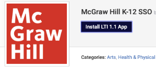 Screenshot McGraw Hill Install LTI 1.1 App button