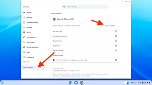 ChromeOS check for updates button annotated