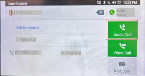 3350 phone: add 9 and press Audio call screenshot.