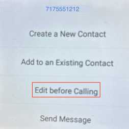 3350 phones: edit before calling screenshot.