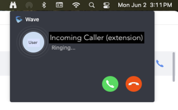 Wave app- incoming call notification.