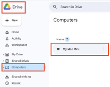 Screenshot of backed up files found in Google Drive