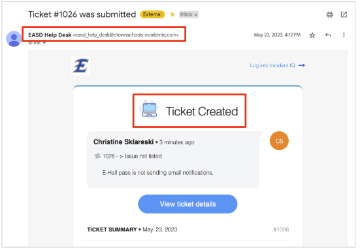 Screenshot of the room reservation email notification.
