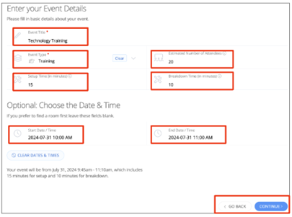 Event Reservation screenshot